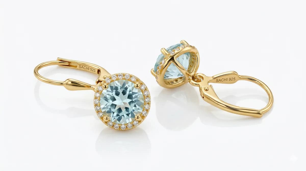 Sky Blue Topaz Leverback Earrings
