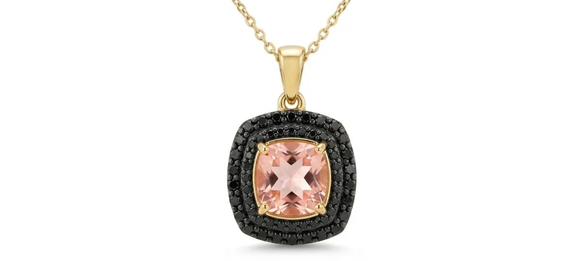 Morganite Doublet Quartz Halo Pendant